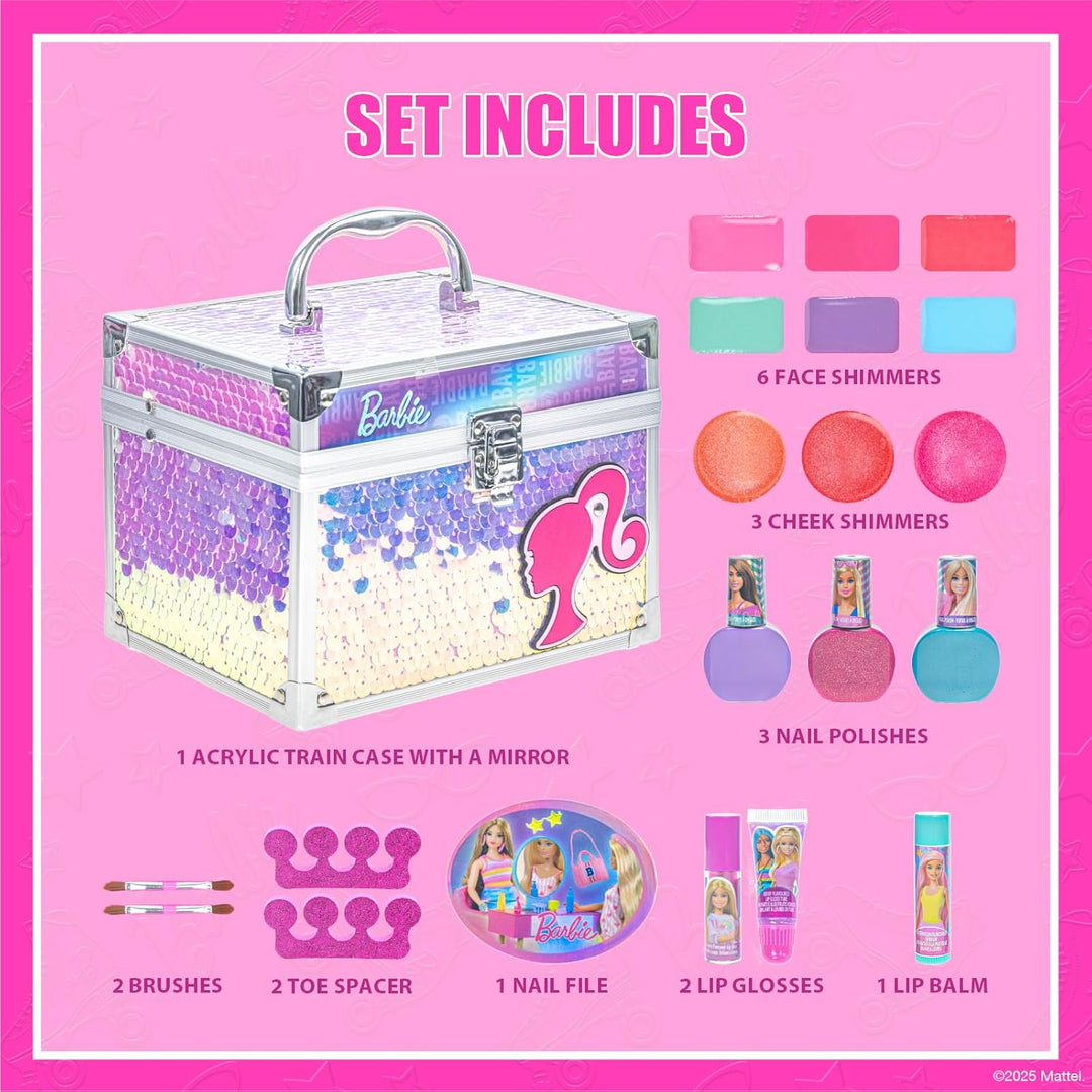 Barbie mädchen in kinder-make-up, ein wasche-paket, ein geschenk Von barbie, eine puppe, schminknumm