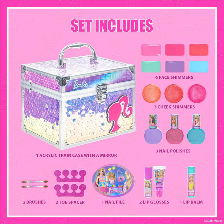 Barbie mädchen in kinder-make-up, ein wasche-paket, ein geschenk Von barbie, eine puppe, schminknumm