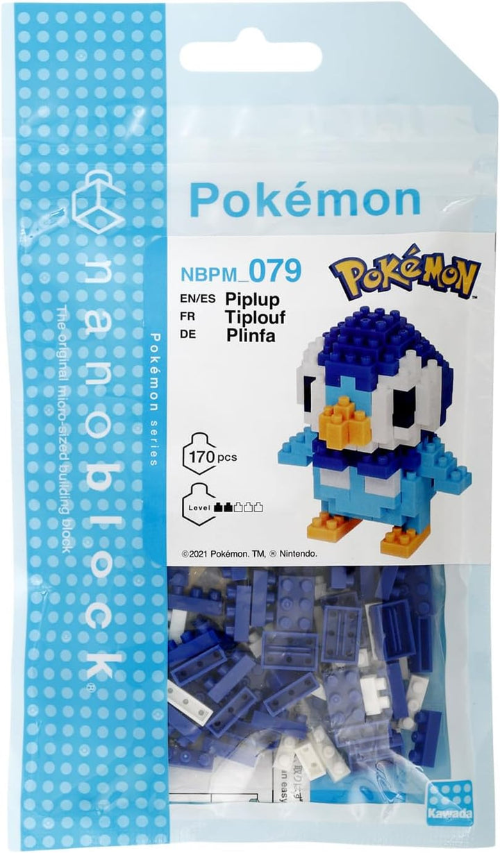 nanoblock -NBPM-079 - Pokemon Piplup Tiplouf Plinfa, Merhfarbig, Bandai, Plinfa