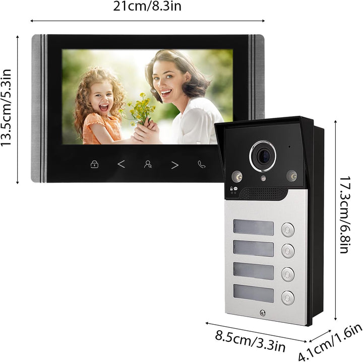 WiFi Smart Video Doorbell Intercom BT TY APP Remote Control 7 Inch 1080P HD Display Screen Night Vie
