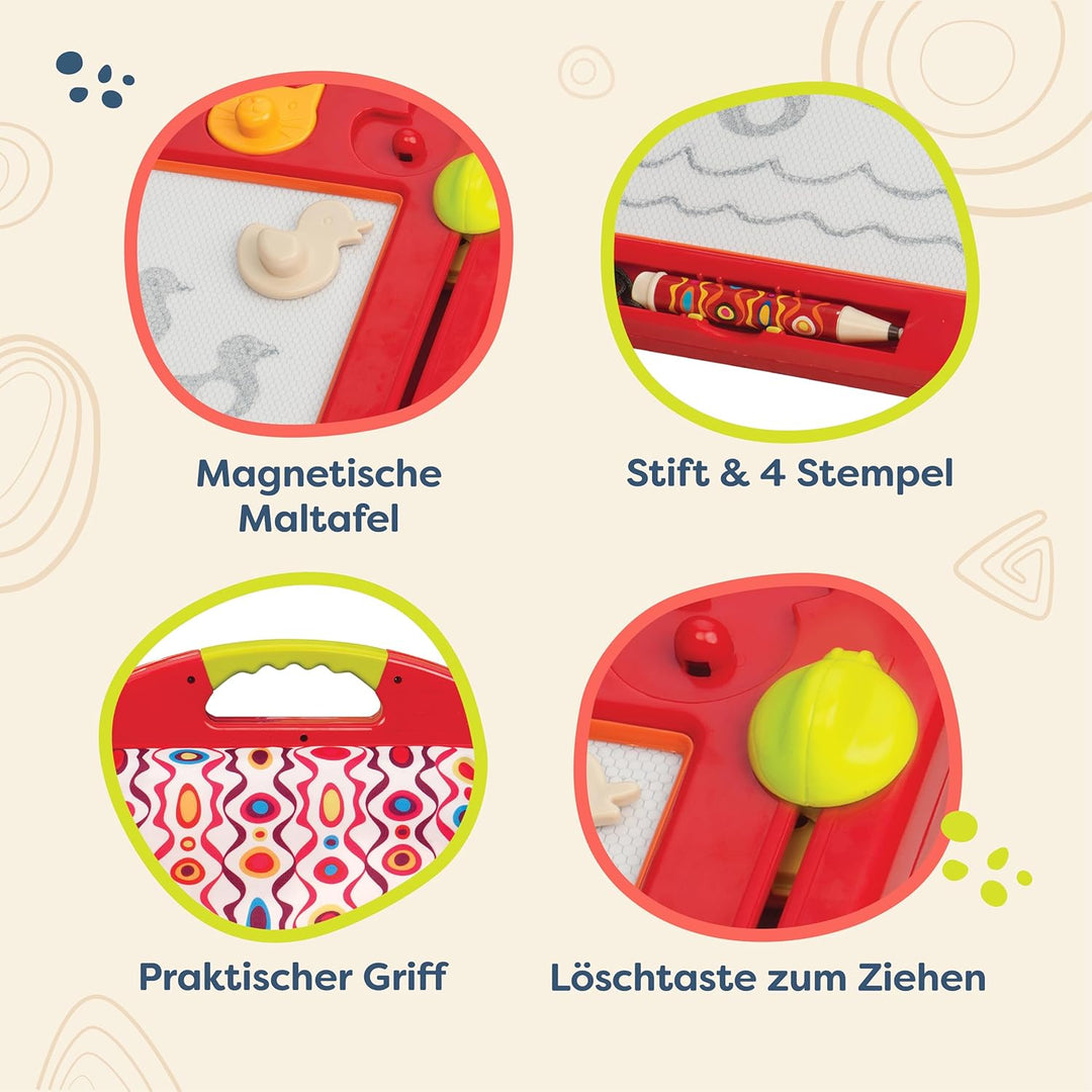 B. toys - Toulouse-LapTrec - Magnetische Zeichentafel - 4 Tierstempel - Tragbarer Skizzenzeichner -