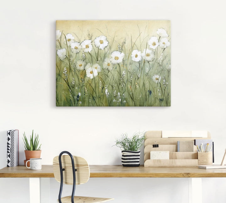 ARTland Leinwandbilder Wandbild Bild auf Leinwand 60 x 45 cm Wanddeko Botanik Blumen Gänseblümchen M