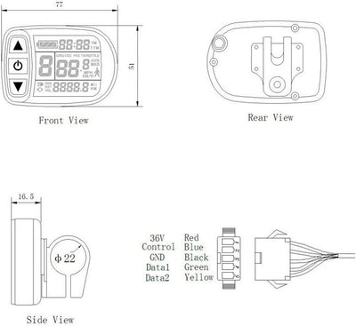 windmeile | Display KT-LCD5, Bordcomputer, Tachoanzeige, LCD-Display, Beleuchtet, Multifunktional, E