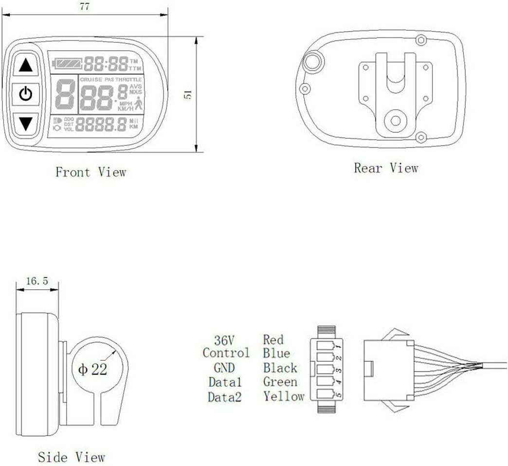 windmeile | Display KT-LCD5, Bordcomputer, Tachoanzeige, LCD-Display, Beleuchtet, Multifunktional, E