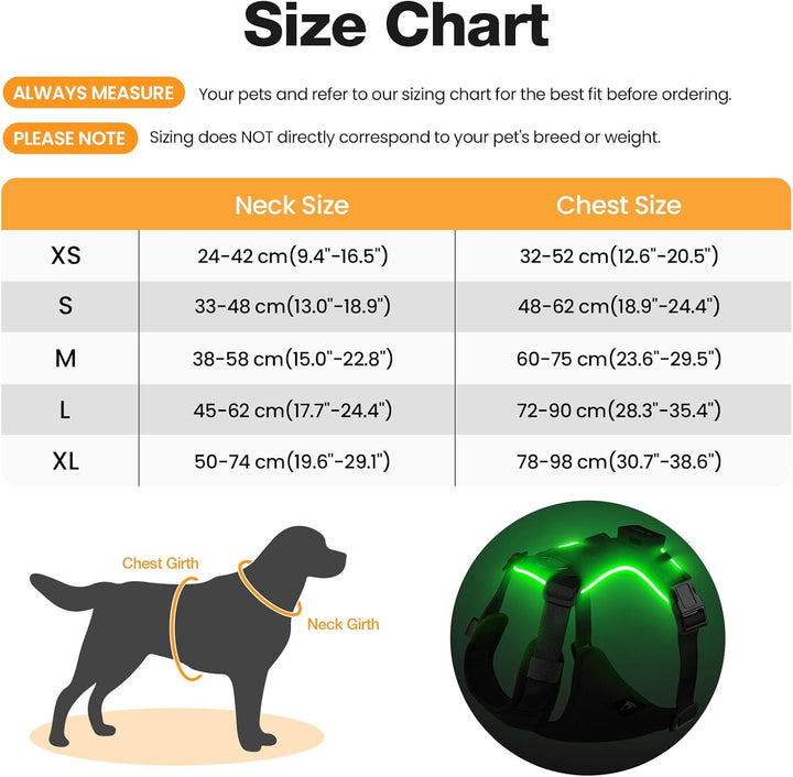 Feycig Hundegeschirr Leuchtend für Grosse Hunde - LED Hundegeschirr Aufladbar Einstellbar Reflektier