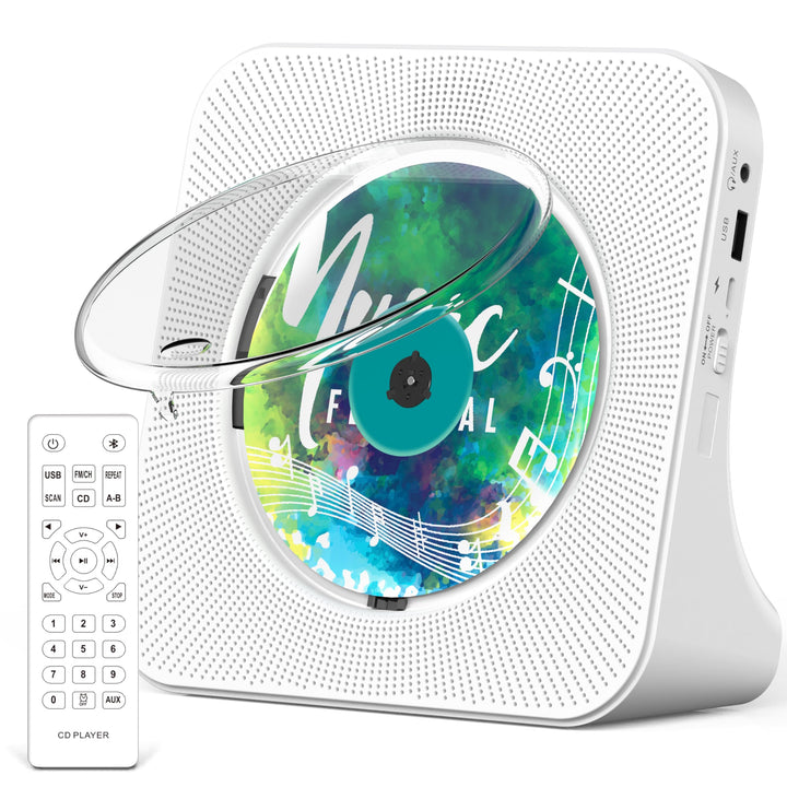 Greadio CD-Player Tragbar mit Bluetooth 5.0,CD-Musik-mit Fernbedienung,HiFi-Sound-Lautsprecher,Staub