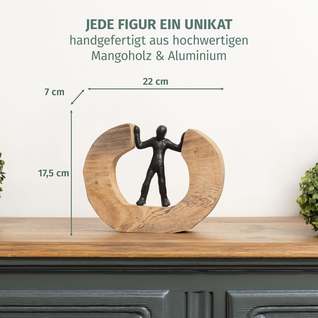 Moritz Skulptur I Streitschlichter I 22 x 7 x 17,5 cm I Holzdeko I Skulpturen Deko I Modern I Wohnzi
