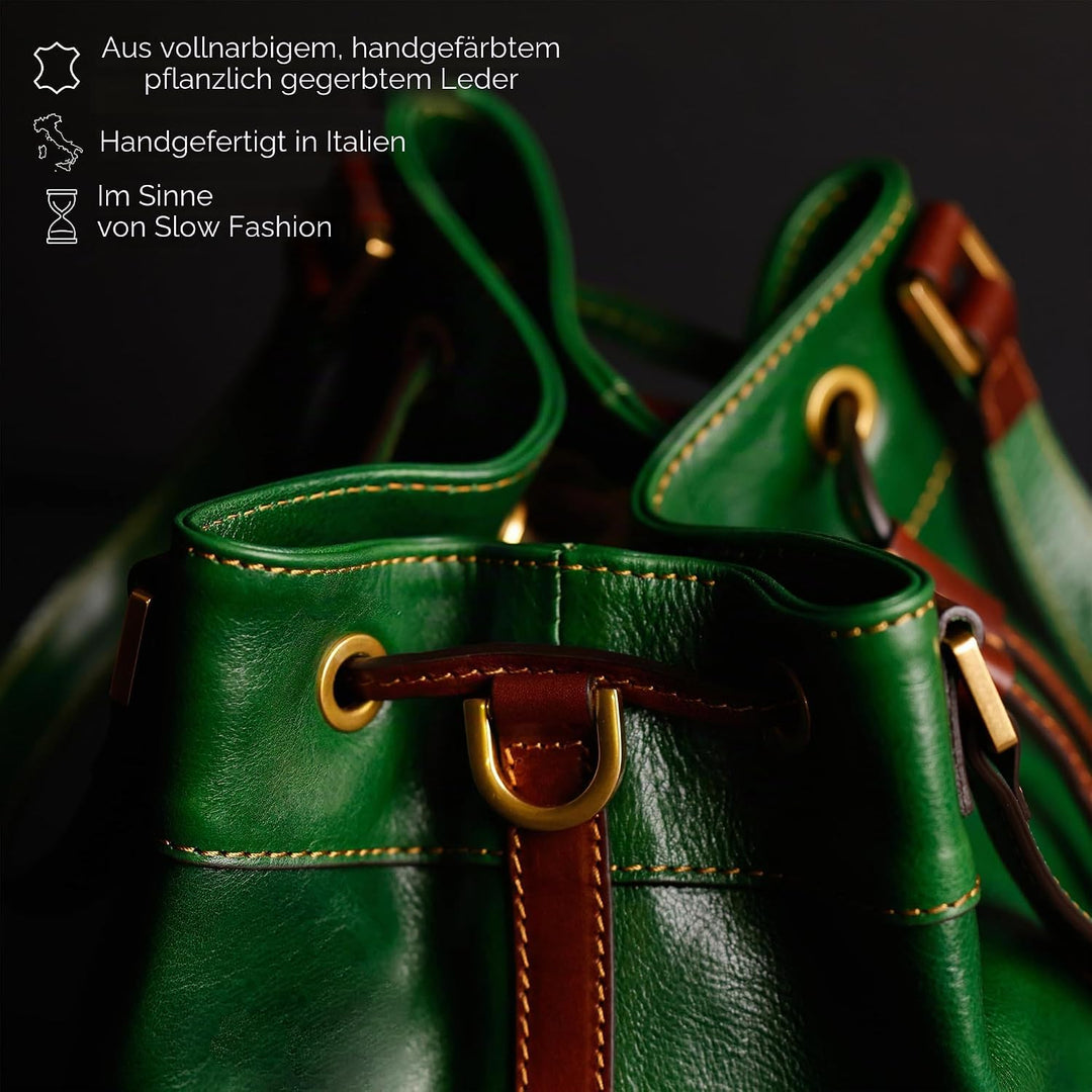 Time Resistance Handtasche aus Leder - Umhängetasche Damen - Beuteltasche aus Leder - Made in Italy