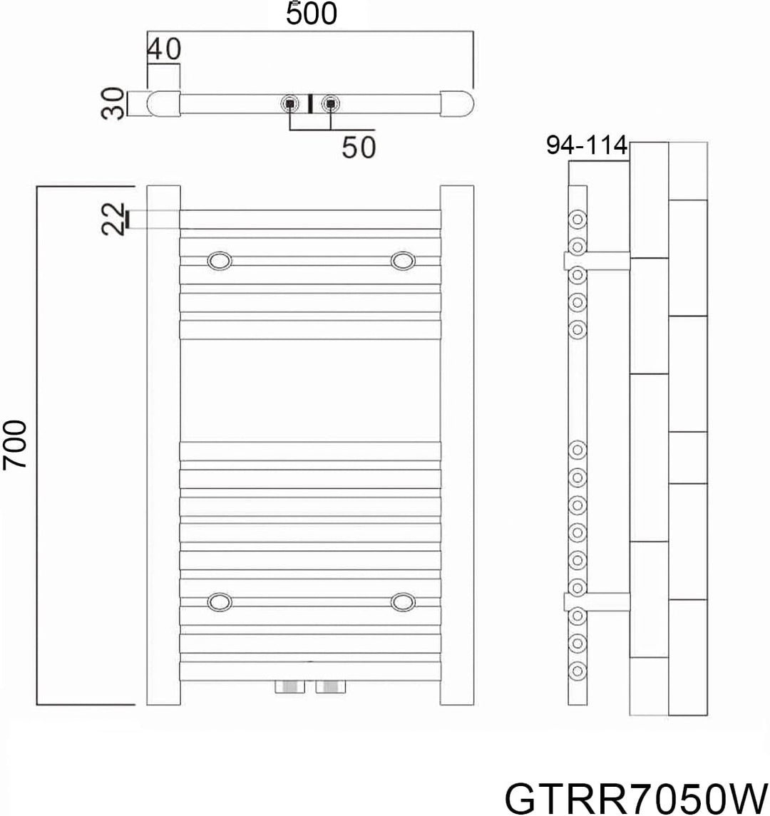 Badheizkörper 500x700 mm Handtuchheizkörper Mittelanschluss Handtuchwärmer Heizkörper für bad 456 Wa