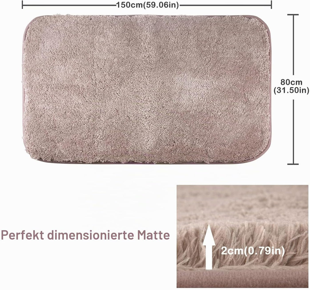 FCSDETAIL rutschfeste, Hochflor Badteppiche 80X150 cm, Maschinenwaschbare Badematte, Badvorleger mit