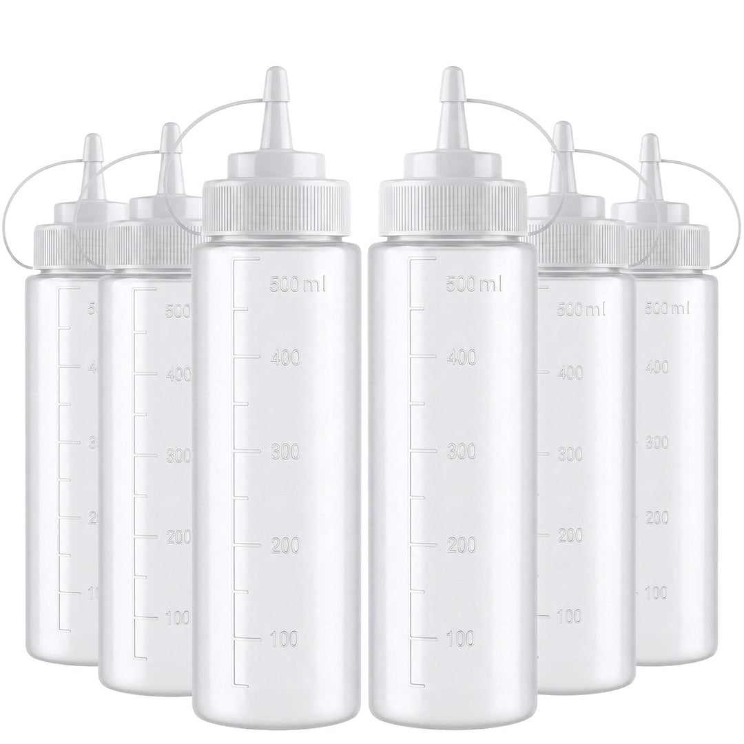 6er-Set Flexible Saucenflaschen aus Kunststoff – 500 ml (16 oz) Drück-, Quetsch- & Spritzflaschen, I