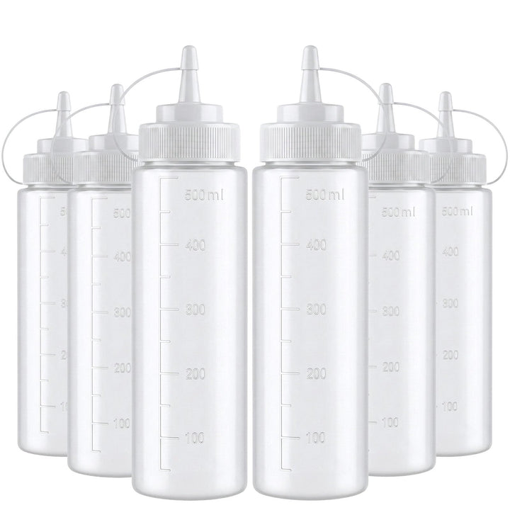 6er-Set Flexible Saucenflaschen aus Kunststoff – 500 ml (16 oz) Drück-, Quetsch- & Spritzflaschen, I