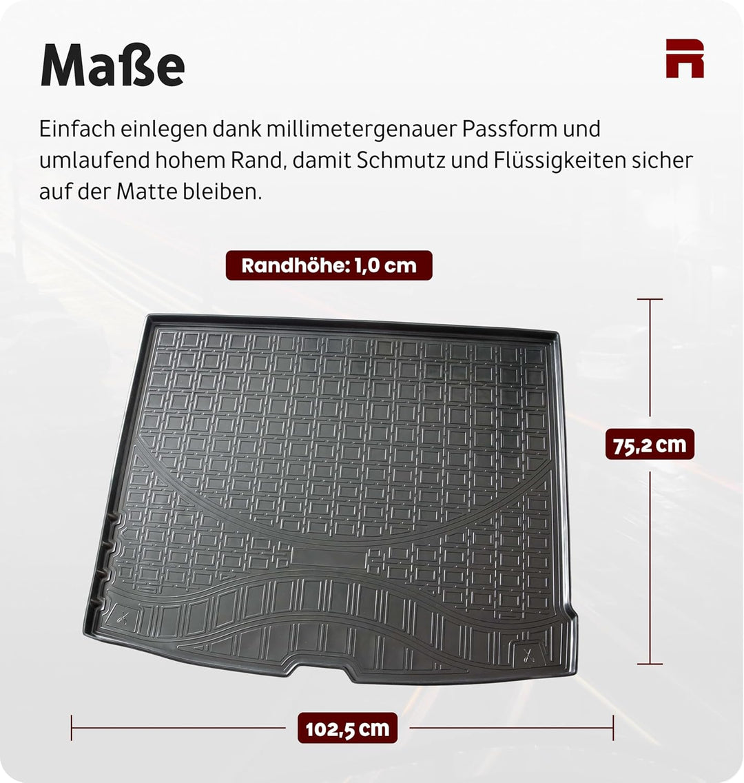 Recambo Kofferraumwanne für Skoda Kamiq | Standardboden | ab 2019- | passgenau mit Rand Schwarz PE -