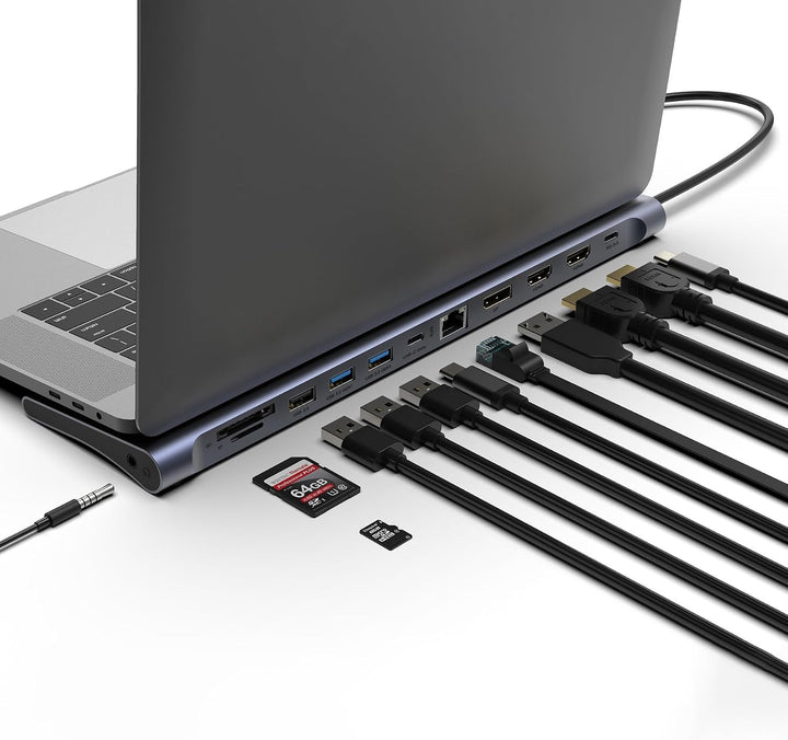 FeinTech CX301 USB C Docking Station 2X HDMI, 1x DisplayPort, 12in1 Hub, Dual Display 4K 60Hz, Tripl
