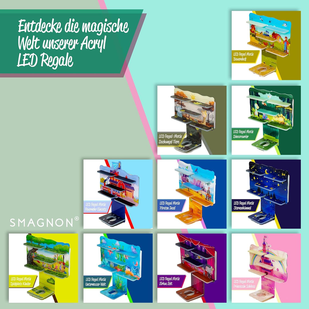 Smagnon Tonie Regal aus Acryl mit LED Beleuchtung - Passend für Toniebox oder Tonie Figuren für Jung