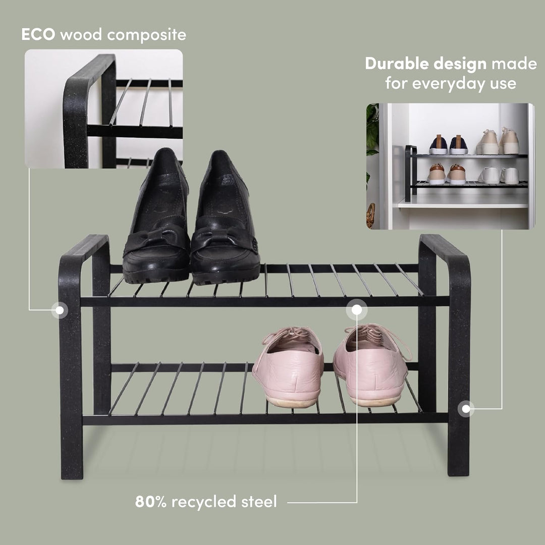LM 390 Schuhregal aus Öko-Holz - pulverbeschichtetes Schuhregal platzsparend, 470 mm breite, ideal f