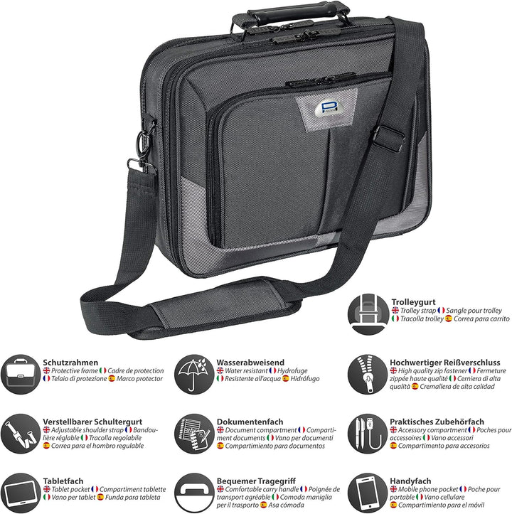 PEDEA Laptoptasche "Premium" Notebook-Tasche bis 17,3 Zoll (43,9 cm) Umhängetasche mit Schultergurt