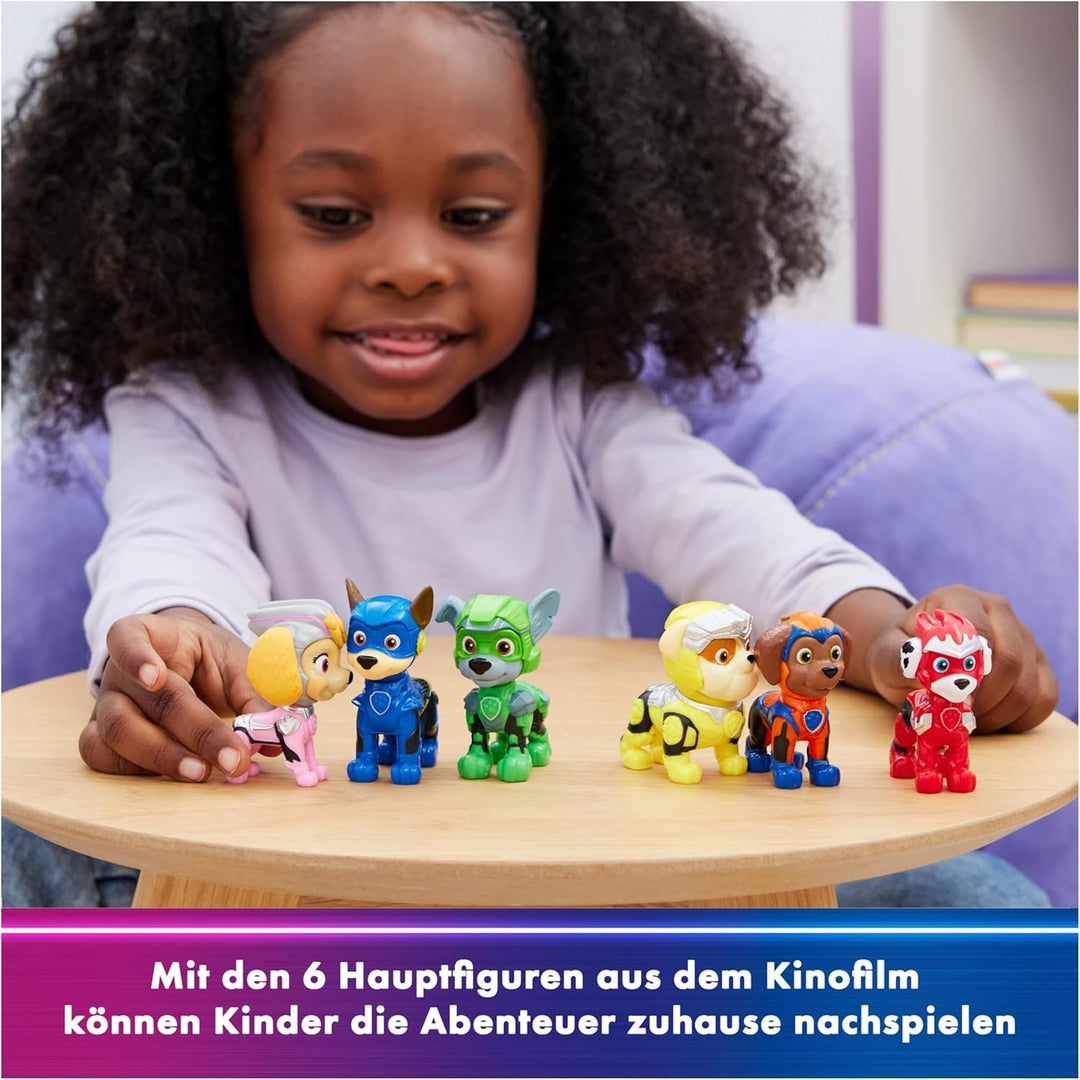 Paw Patrol: Der Mighty Kinofilm, Geschenkset mit 6 Superhelden-Spielfiguren, Spielzeug geeignet für