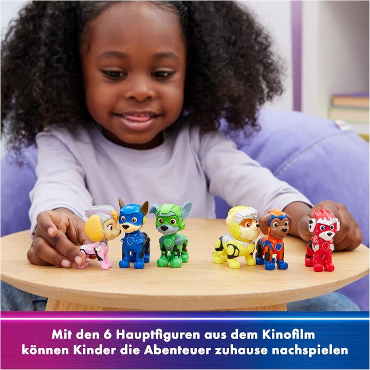 Paw Patrol: Der Mighty Kinofilm, Geschenkset mit 6 Superhelden-Spielfiguren, Spielzeug geeignet für