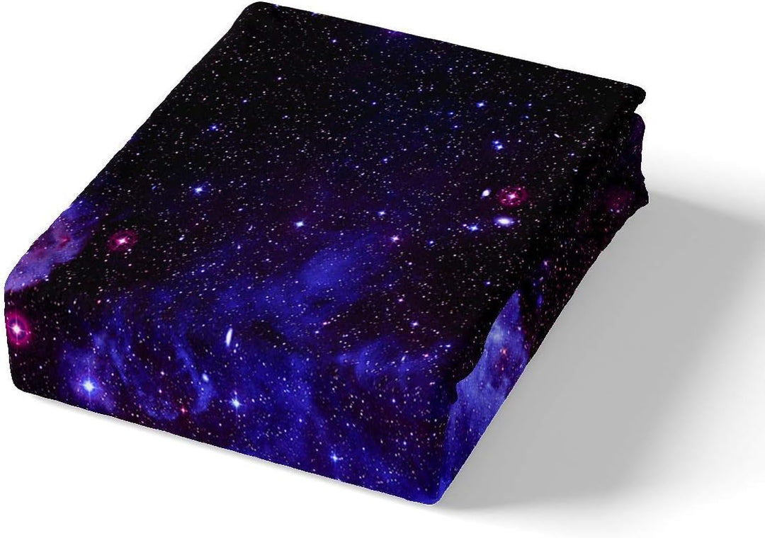 Loussiesd 3D Galaxy Bettwäsche-Set 135 x 200 cm Universe Starry Sky Print Bettbezug-Set Lila Blau fü