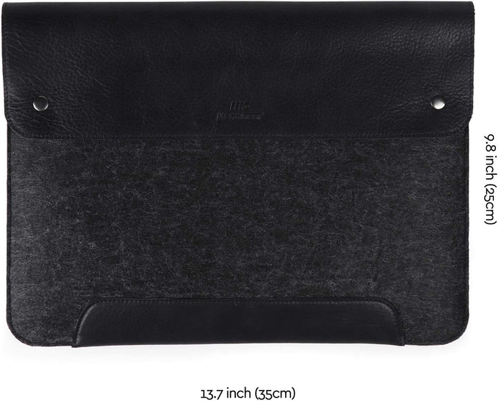MegaGear MacBook-Tasche aus echtem Leder und Fleece,Laptop-Hülle für MacBook Pro und MacBook Air,14