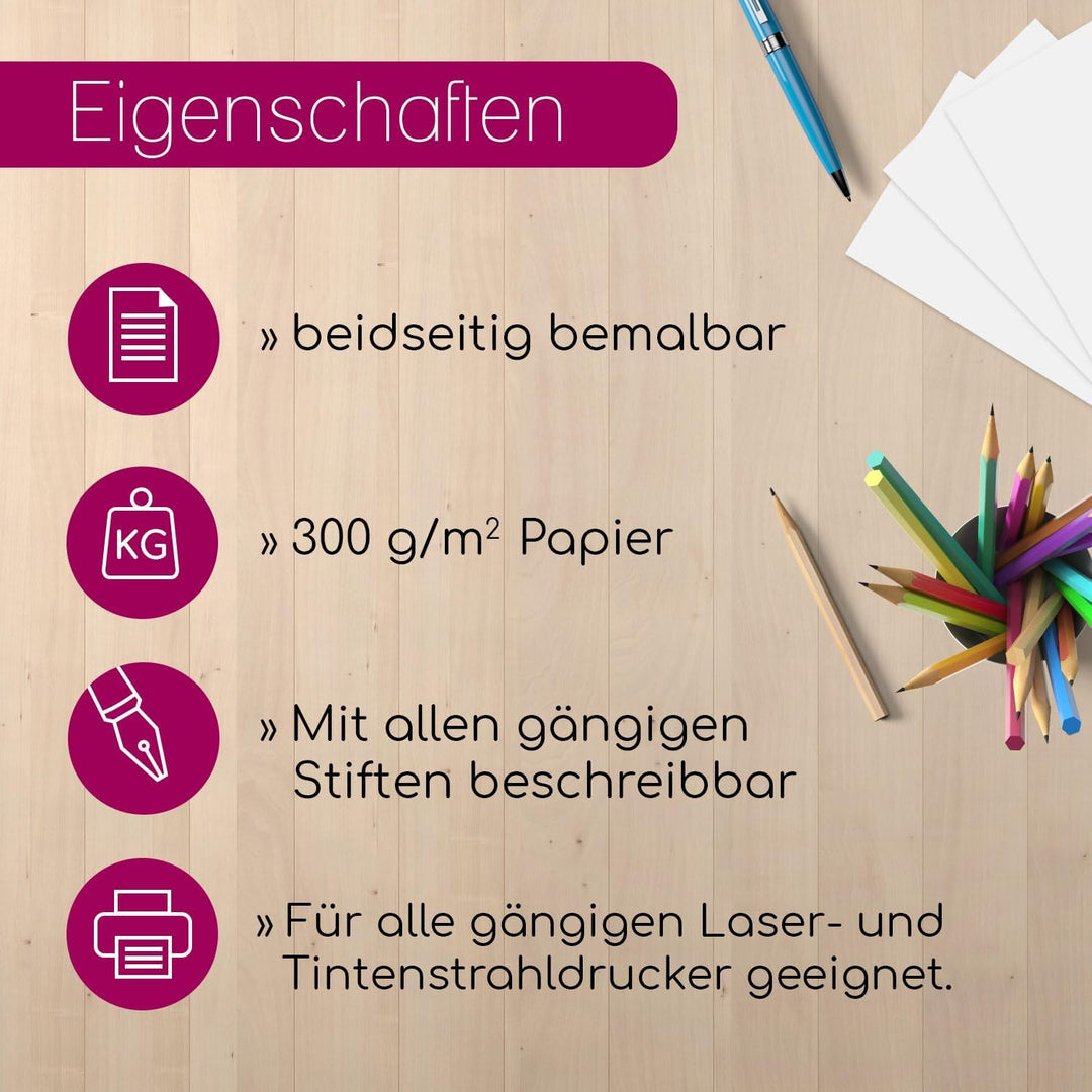 younikat Blanko Papier DIN A2 Weiss - 300g Kartonpapier 25 Blatt I Bastelkarton zum Selbstgestalten