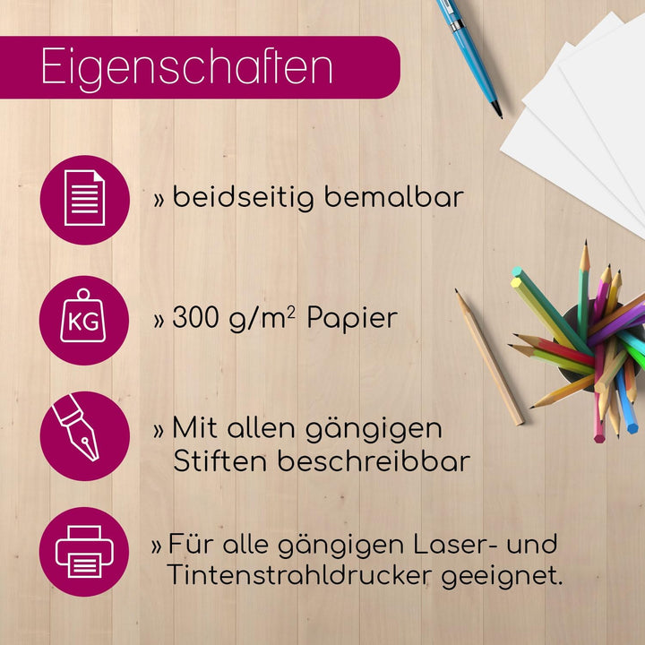50er Set blanko Bastelkarton DIN A3 - DIY I zum Selbstgestalten Basteln Malen Beschreiben für Scrapb