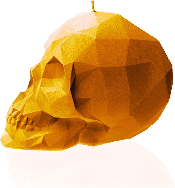 Candellana Kerze Kleiner Schädel Low Poly | Höhe: 7,5 cm | Orange | Totenkopf | Handgemacht in der E