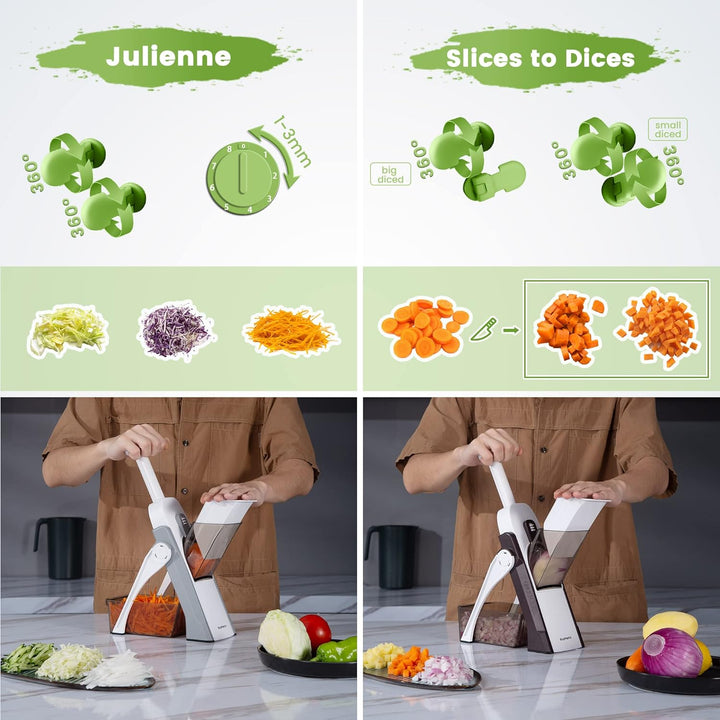 SupMakin Gemüseschneider, Once for All Verstellbar Gemüsehobel Genius Mandoline Vegetable Slicer Kar