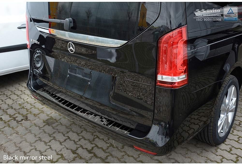 Spiegelschwarz Edelstahl Heckstossstangenschutz kompatibel mit Mercedes Vito / V-Klasse 2014-2019 &