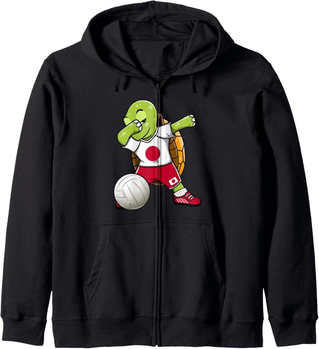 Dabbing Turtle Japan Volleyball Fans Trikot Japanische Flagge Kapuzenjacke