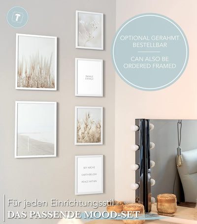 Papierschmiede® Mood Poster Set Pampas White, Deko Bilder Wohnzimmer, 2x DIN A3 (ca. 30x42) und 4x D