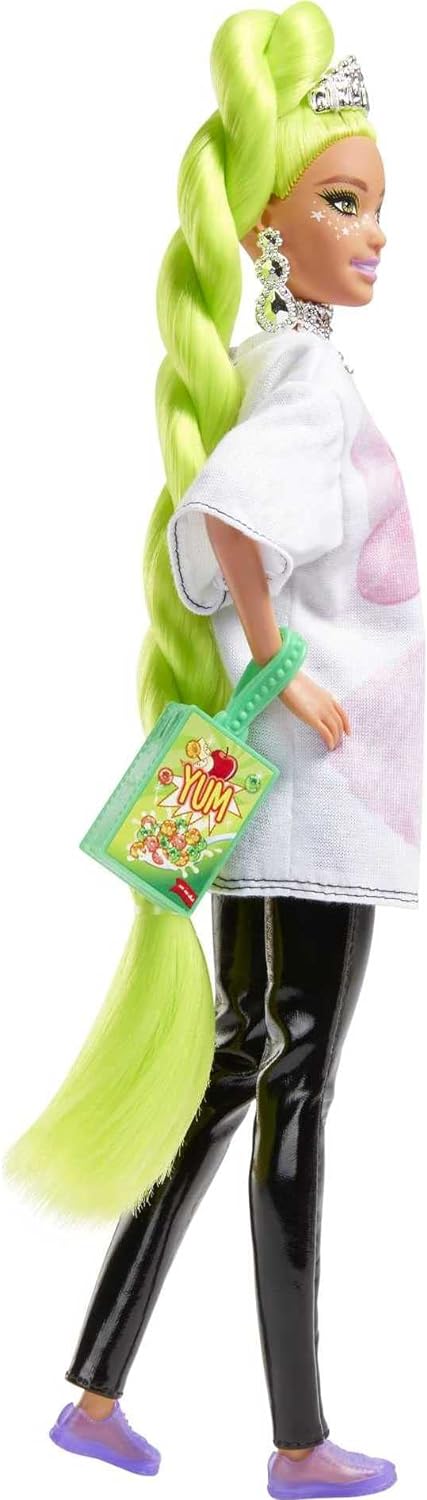 Barbie HDJ44 - Extra Puppe #11 in übergrossem T-Shirt & Leggings mit Haustier Papagei, extra langes