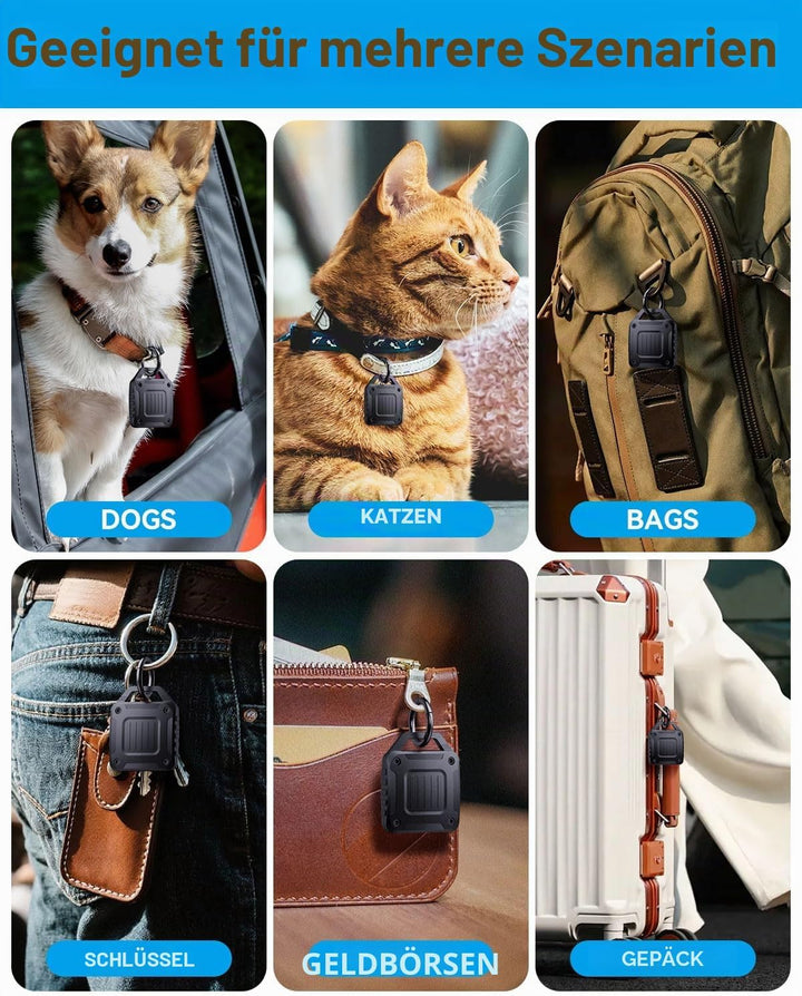 DDJ 4 Pack Air Tracker Tags Halter für Apple Airtag, IPX8 wasserdichte Schutzhülle mit Metall Schlüs