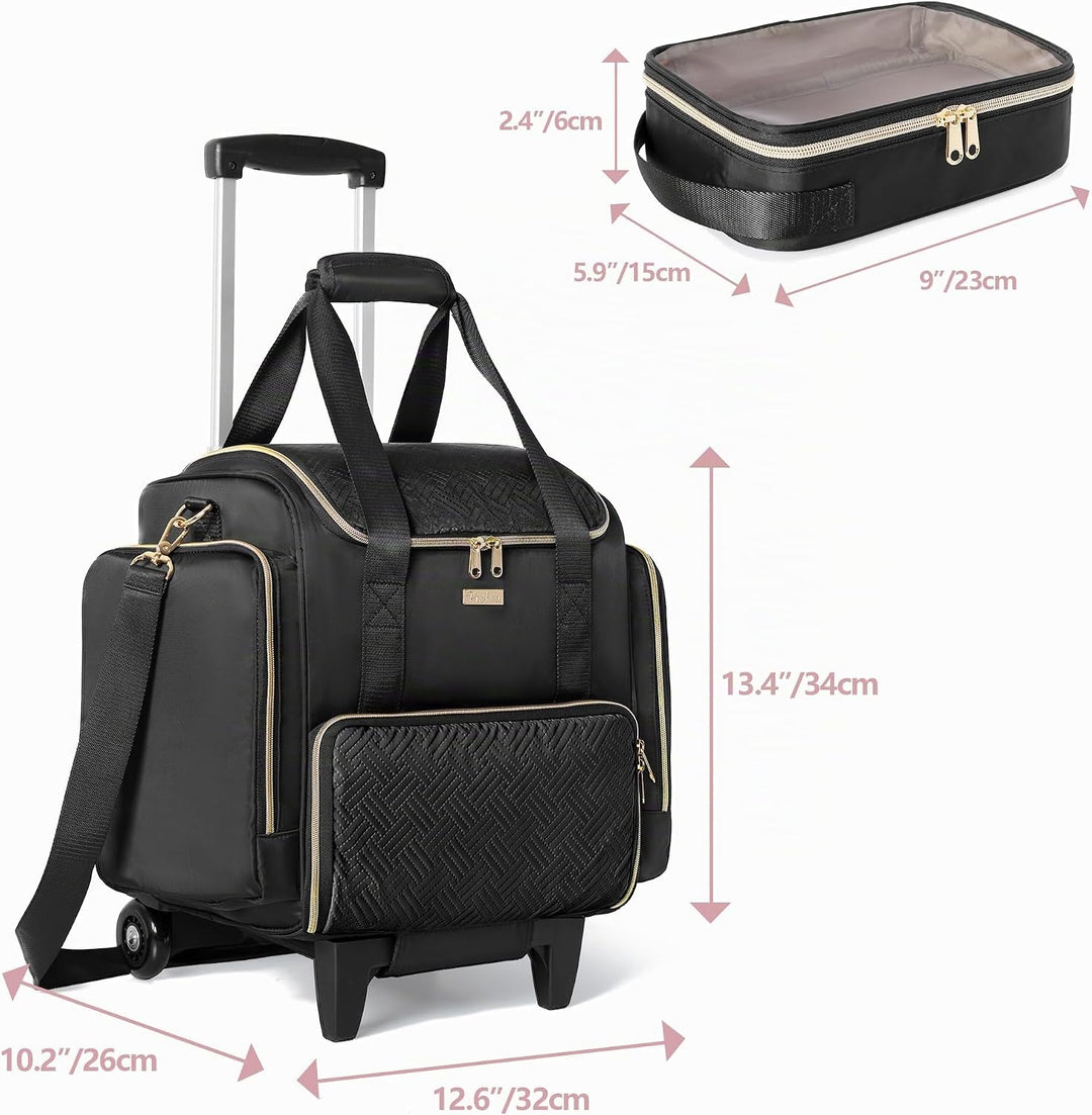 Rollbare Make-up Tasche mit 4 Einzelnen Koffern, professioneller Makeup Koffer mit Rollen Reisetasch
