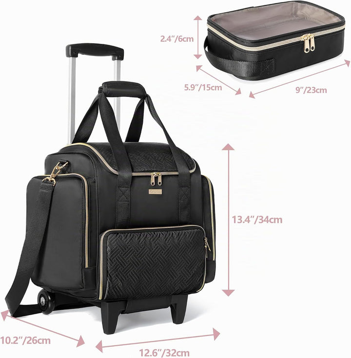Rollbare Make-up Tasche mit 4 Einzelnen Koffern, professioneller Makeup Koffer mit Rollen Reisetasch