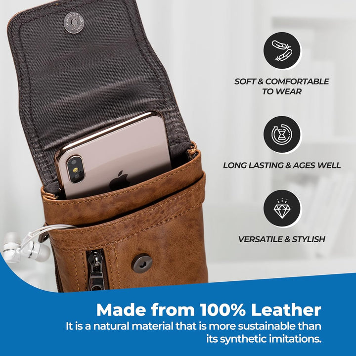 Hengwin Leder Bauchtasche Herren, Telefon Hülle für iPhone 14 Pro Max 14 Plus 13Pro max Gürtelhalter