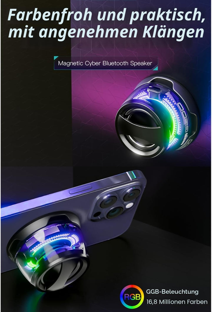 Magnetischer Bluetooth-Lautsprecher, G200 tragbarer Bluetooth-Lautsprecher mit Multi-RGB-Farblicht u