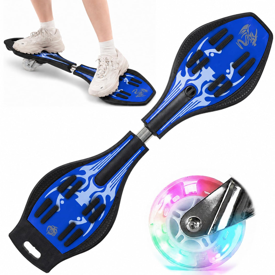 Waveboard Snakeboard Kinder LED Rollen, Caster Board | Anti-Rutsch-Oberfläche, 180° Drehung, leicht