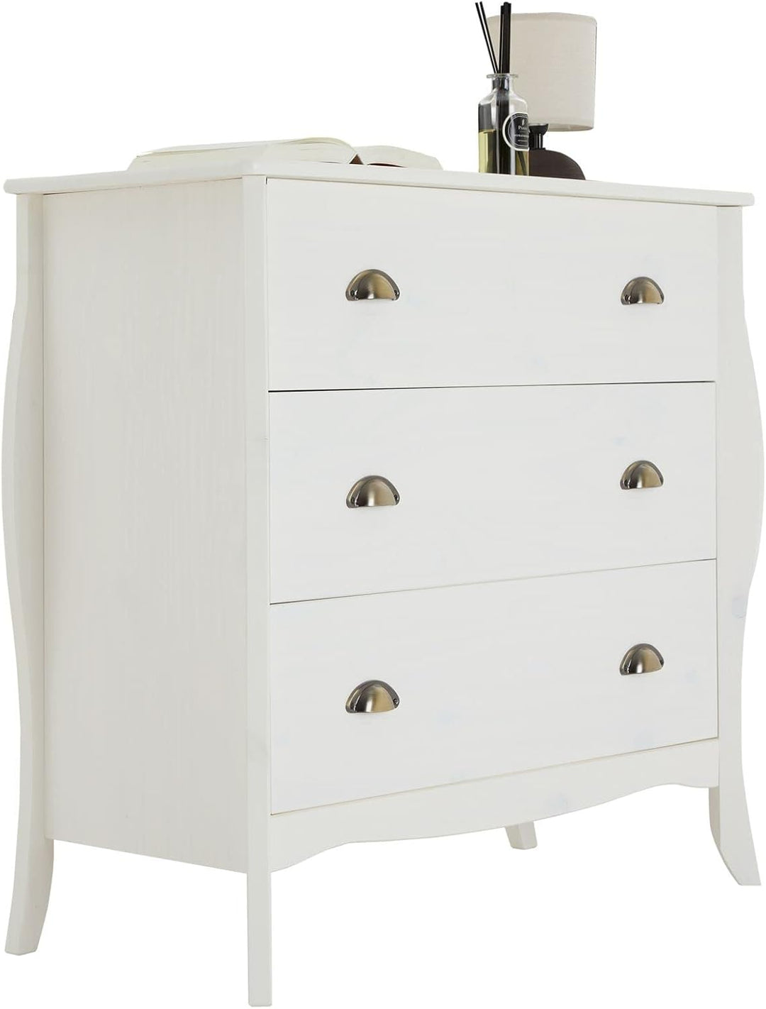 IDIMEX Kommode Antoinette, schönes Sideboard im Barockstil, antike Anrichte aus Kiefer in weiss, pra