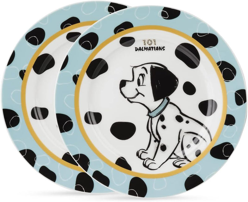 Egan Set 2 Teller aus Porzellan, Himmelblau, 19 cm, Die Ladung der 101 Disney, 227005