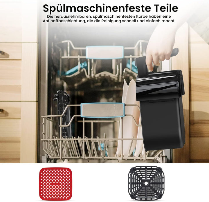 Acekool Heissluftfritteuse 4,5L XXL Friteuse Heissluft Fritteusen Air Fryer mit Silicon Liner, 45dB
