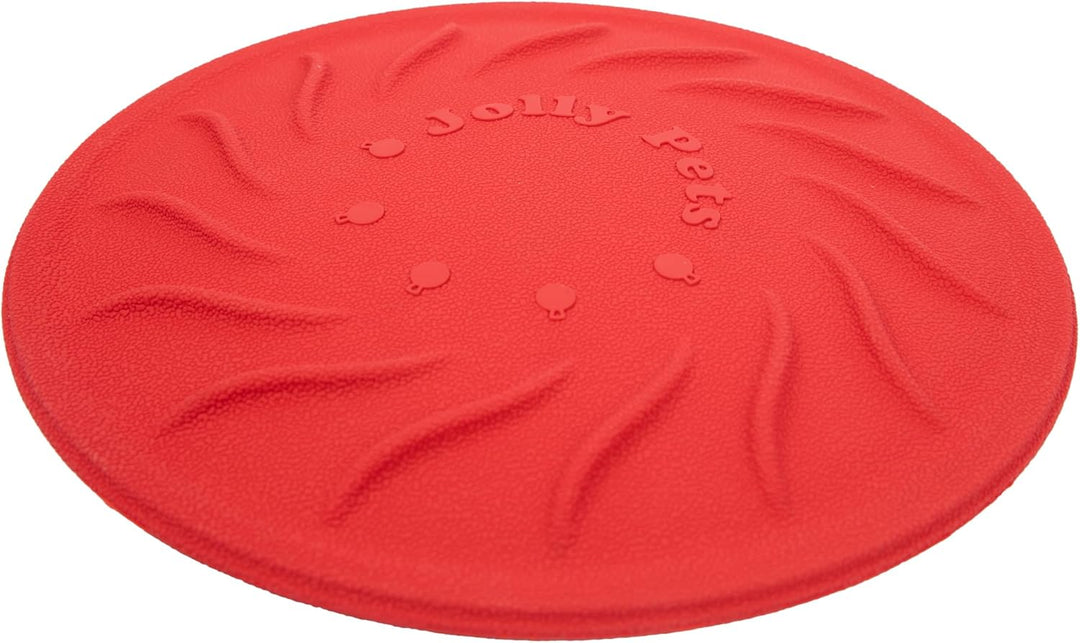 Jolly Pets Tuff Range; Tuff Flyer; 21,6 cm fliegende Scheibe Kauspielzeug für Hunde Rot/Ausflug, ein
