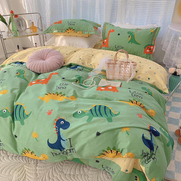 GETIYA Dino Bettwäsche 135x200 Jungen Kinder Bettwäsche Dinosaurier 100% Baumwolle Bettbezug Dino Mu