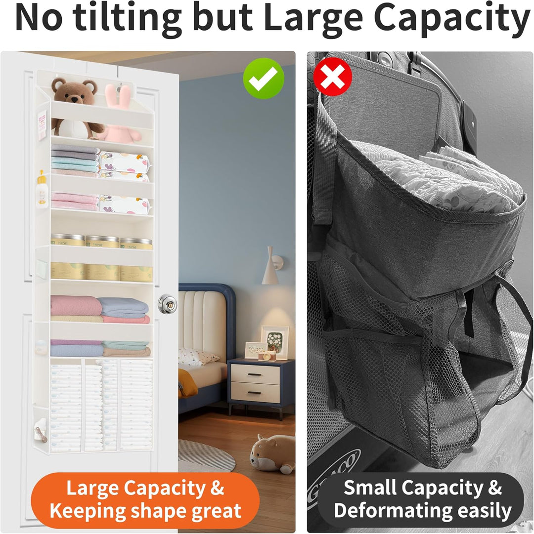 Tür Organizer Hängend mit 5 Fächern, 1 grossem Fassungsvermögen Caddy & 10 Seitentaschen, Wickeltasc