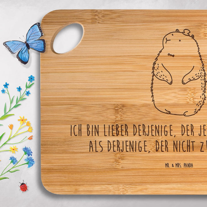 Mr. & Mrs. Panda Bambus - Schneidebrett Murmeltier - Geschenk, Holzbrett, Respekt, Hackbrett, Gute L