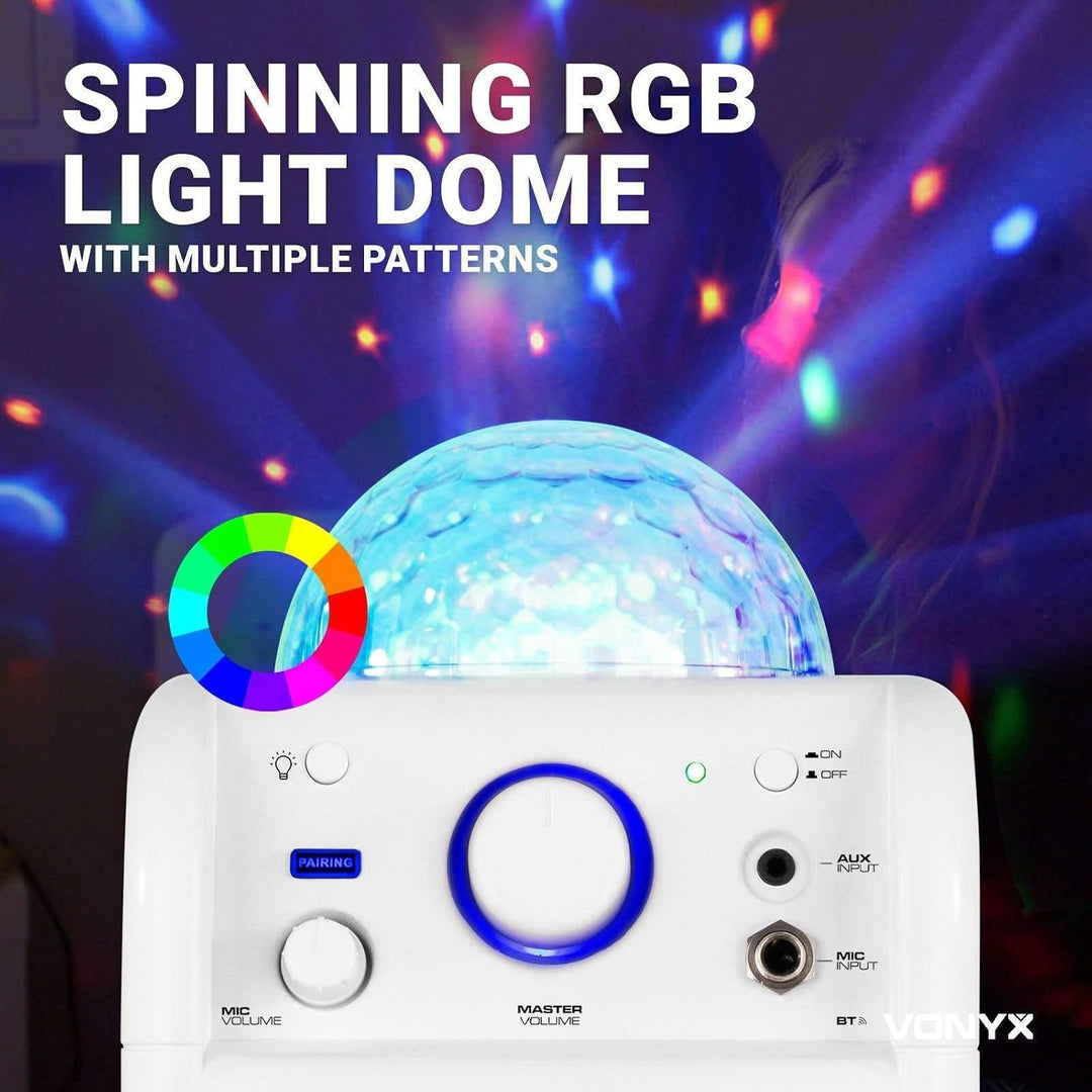 Vonyx SBS50W Karaoke Maschine Kinder – Tragbare Karaoke Anlage mit Akku, inkl. Mikrofon &amp; LED-Lichte