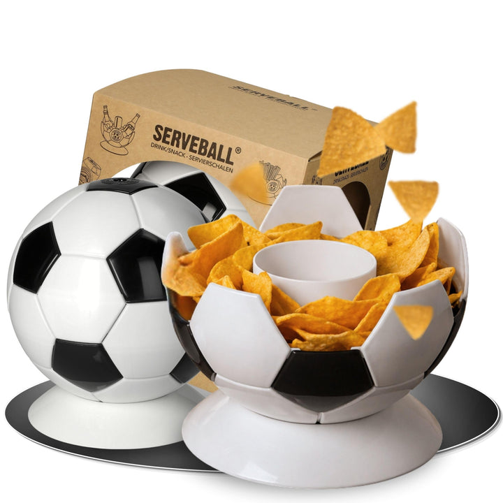 Serveball 'Victory' Snackbox im Fussball Design - Couchbar Snackbox mit Fächern und Getränkehalter -