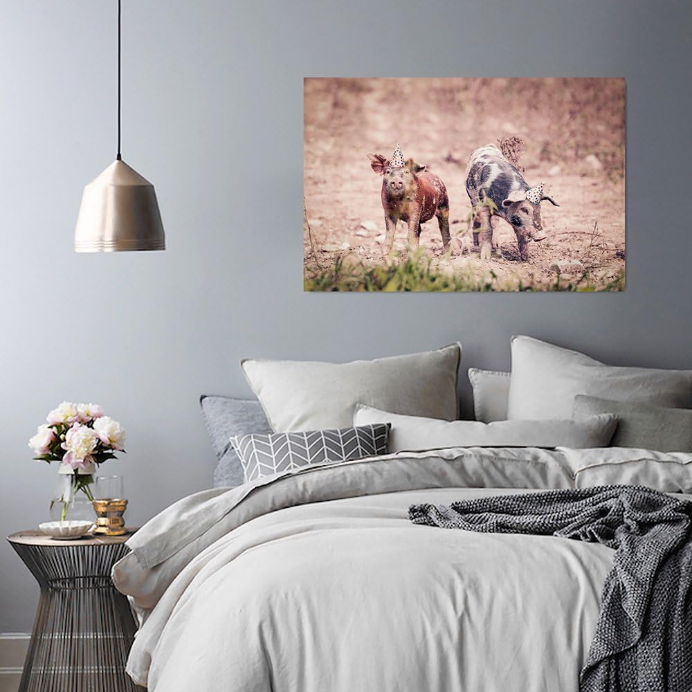 Feeby Frames, Leinwandbild, Bilder, Wand Bild, Wandbilder, Kunstdruck 60x80cm, SCHWEINE, SCHWEIN, TI