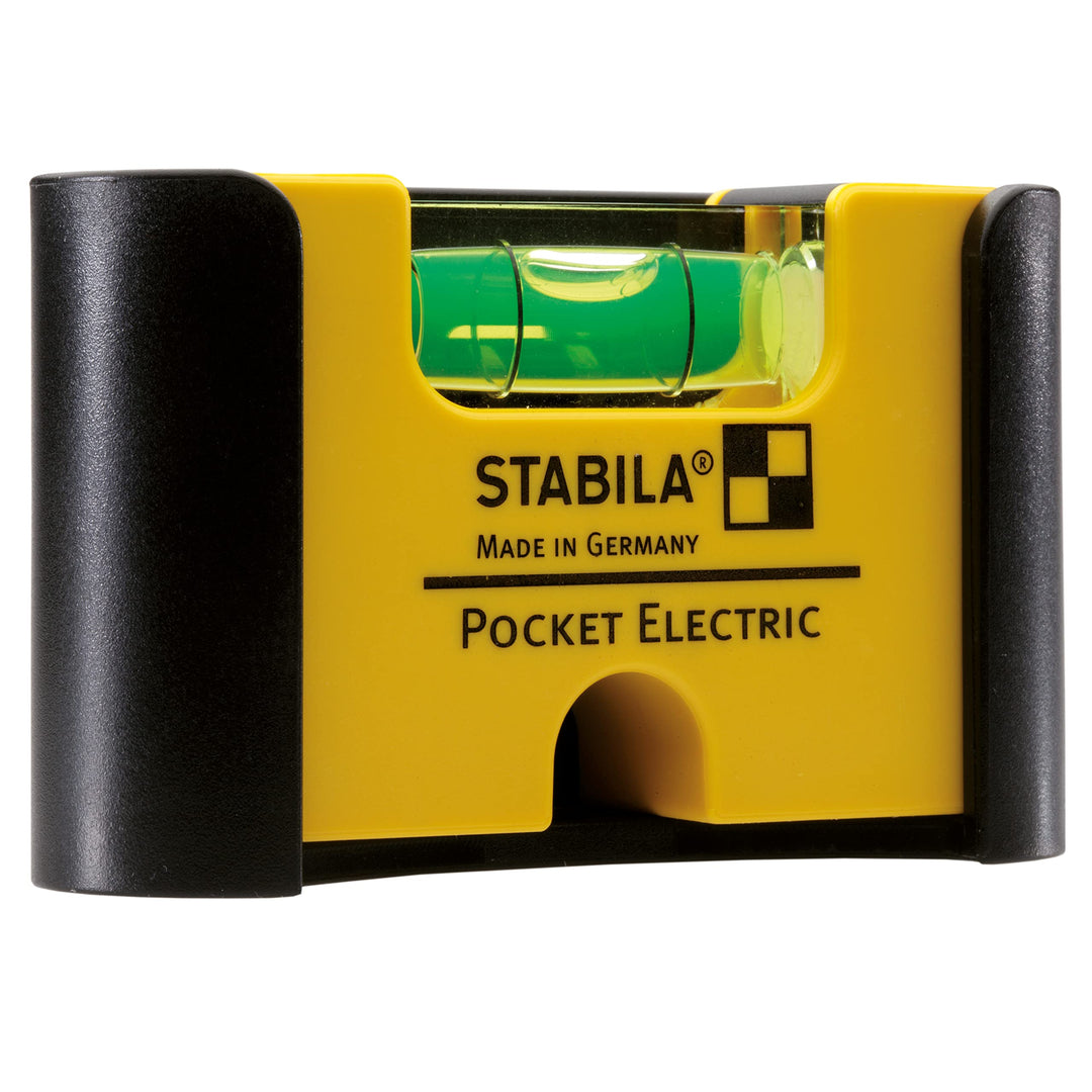 STABILA Mini-Wasserwaage Pocket Electric mit Gürtel-Clip, 7 cm, starker Seltenerd-Magnet, 1 Horizont
